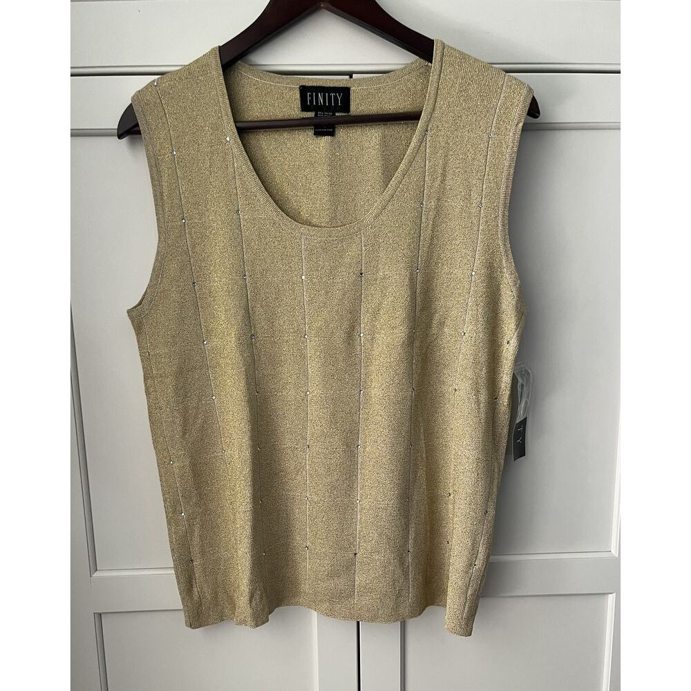 FINITY Gold Lame Sleeveless Sweater Tank Size Size XL NWT
